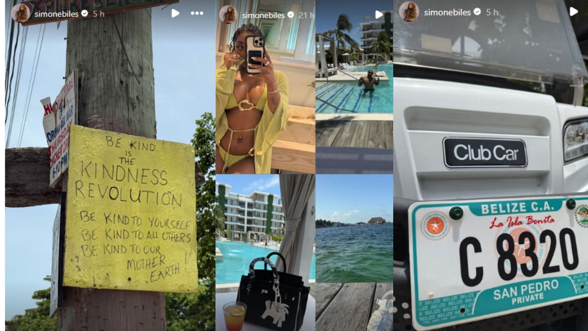Screengrabs of Simone Biles&#039; Instagram stories about her trip to Belize [Image Source : Simone Biles&#039; Instagram]