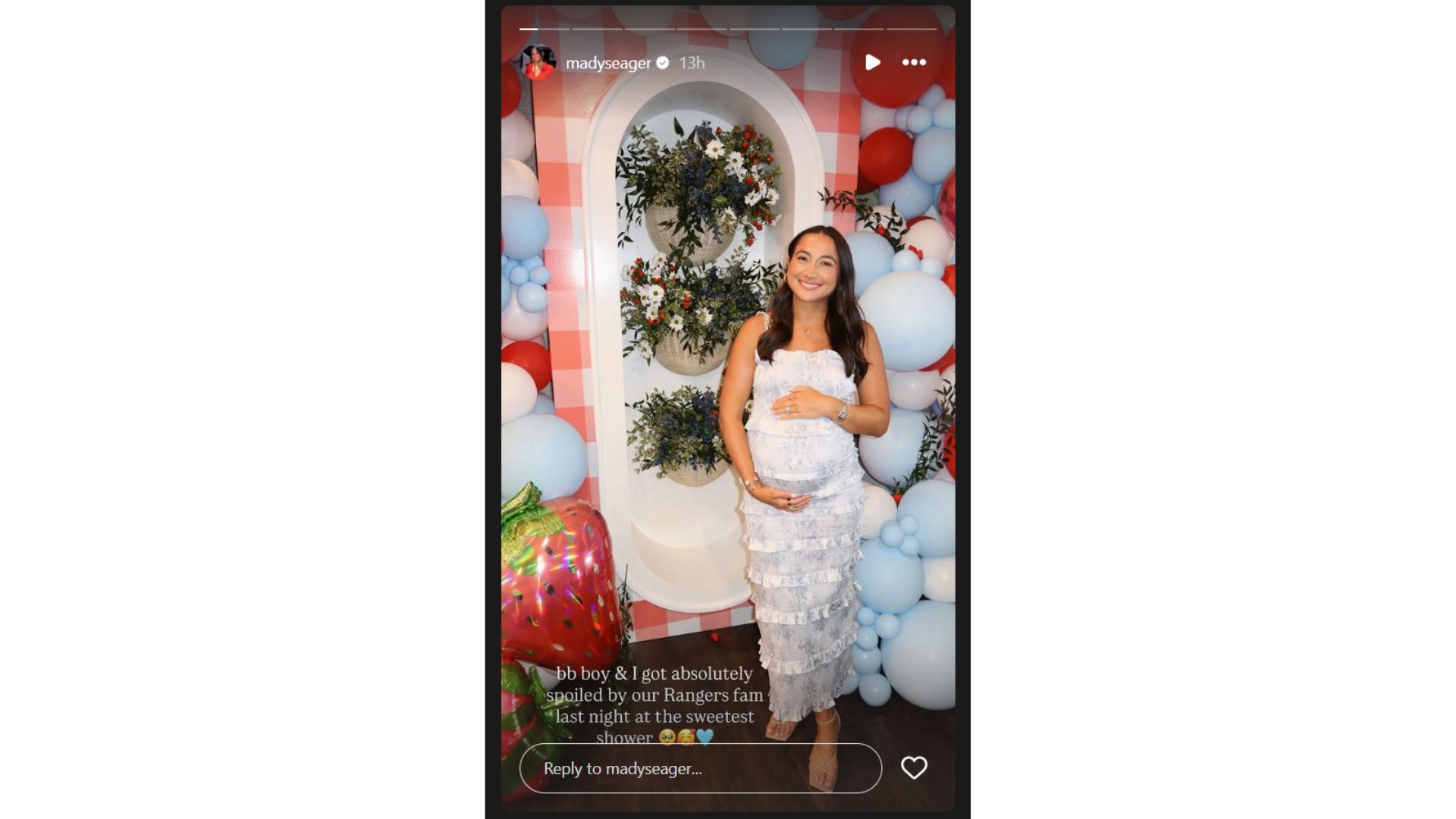 Madisyn Seager's Instagram story from her baby shower (Source: Instagram @madyseager)