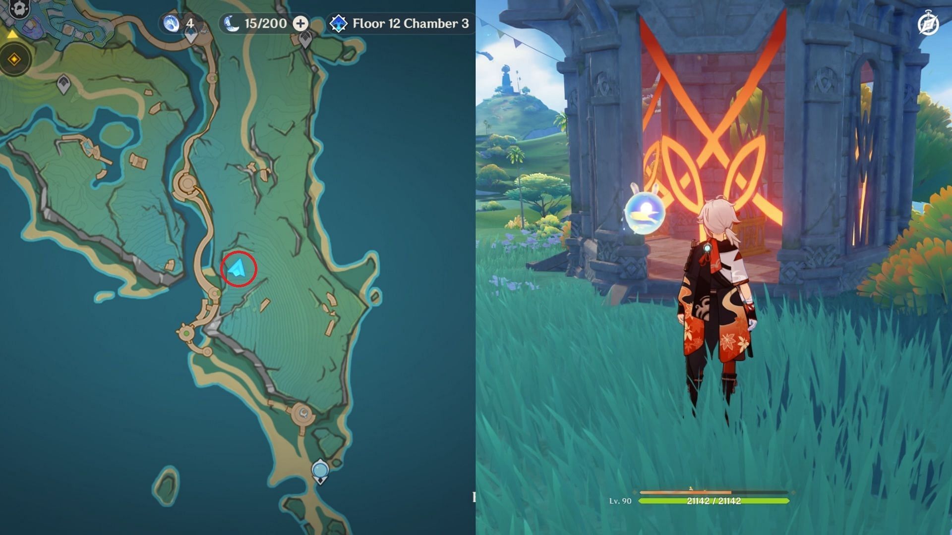 Location of the first Easybreeze Holiday Resort Shrine of Depths (Image via HoYoverse)