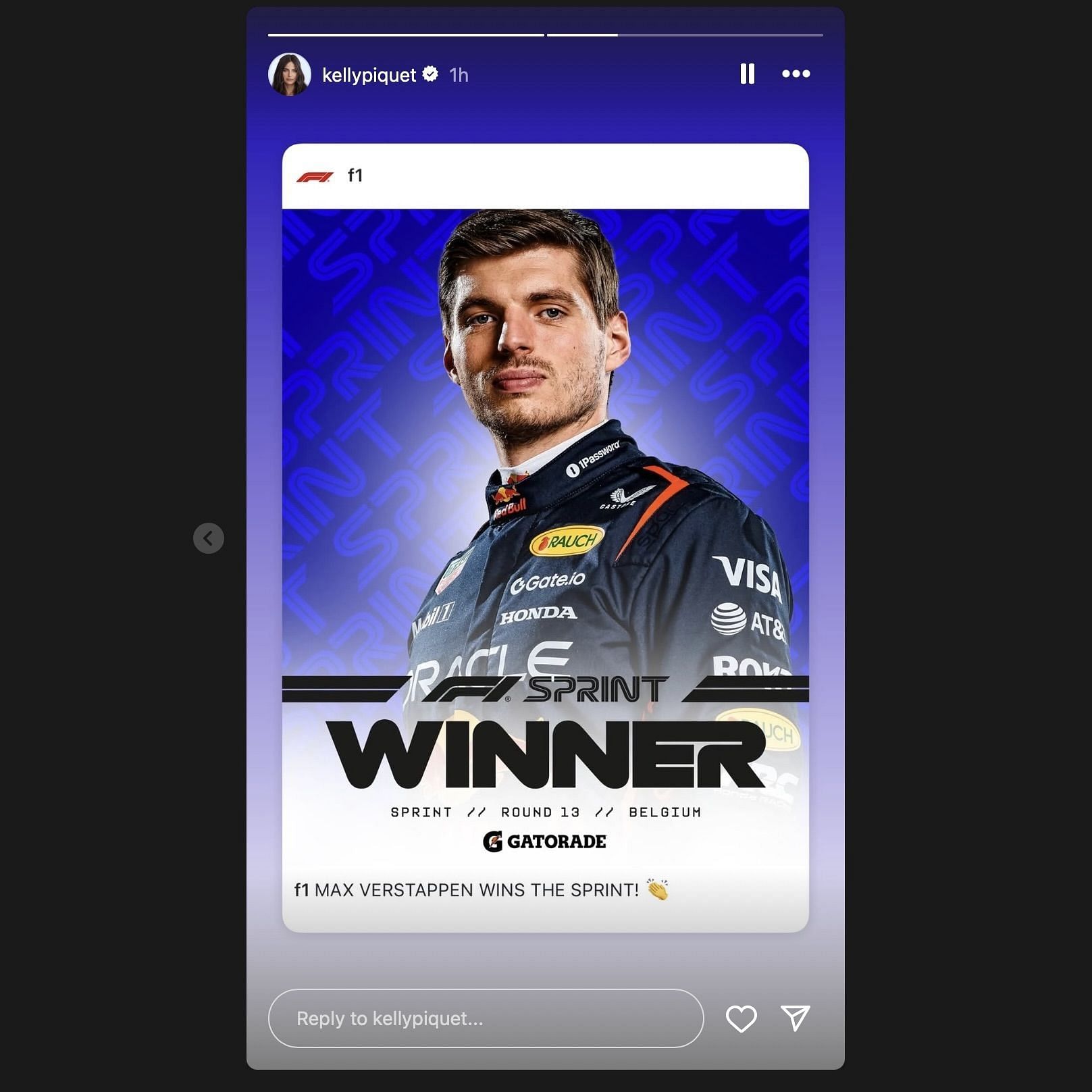Screen grab via Kelly Piquet&#039;s Instagram story [via Instagram/@kellypiquet]