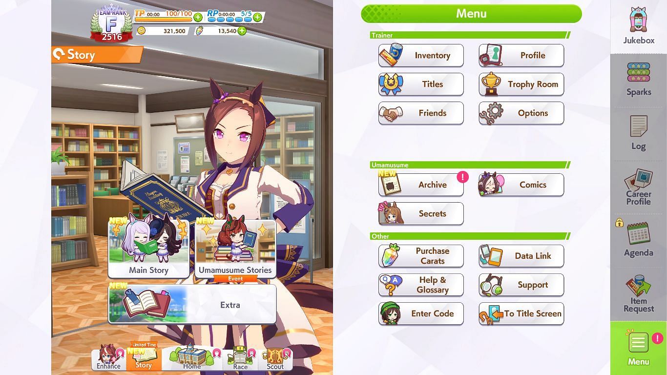 Completing these stories also rewards Carats in Umamusume Pretty Derby (Image via Cygames)