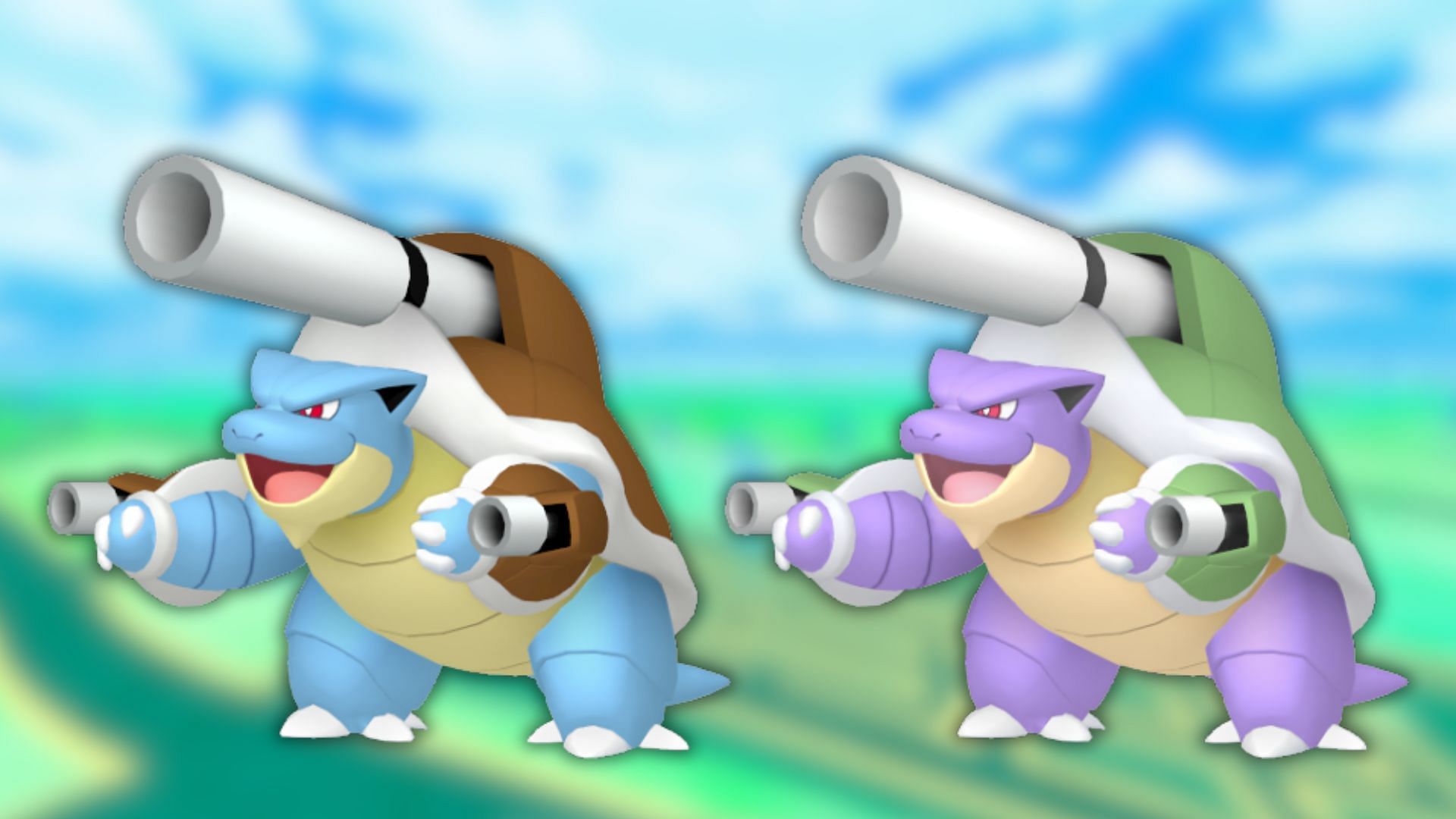 Mega Blastoise and its shiny variant (Image via The Pokemon Company)