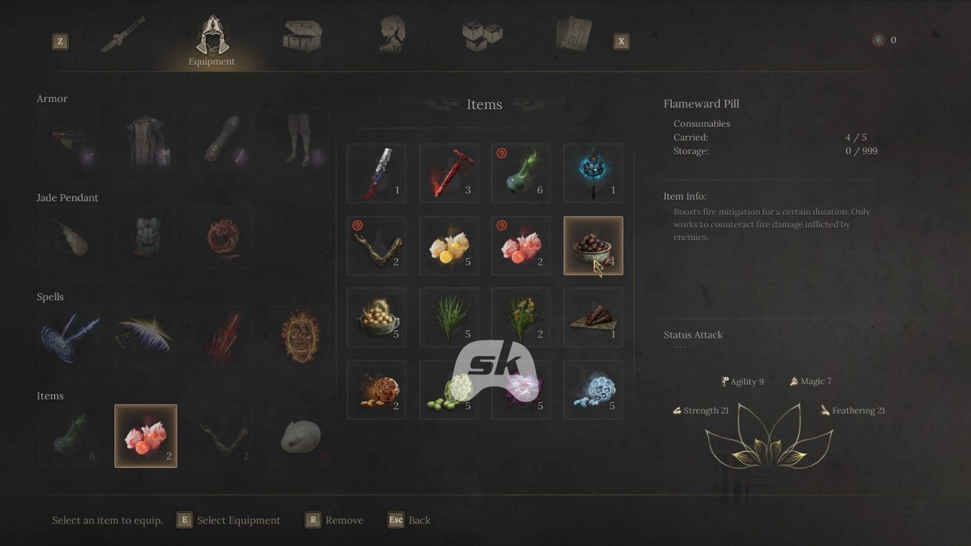 Flameward Pill in Wuchang: Fallen Feathers (Image via Sportskeeda Gaming // 505 Games)