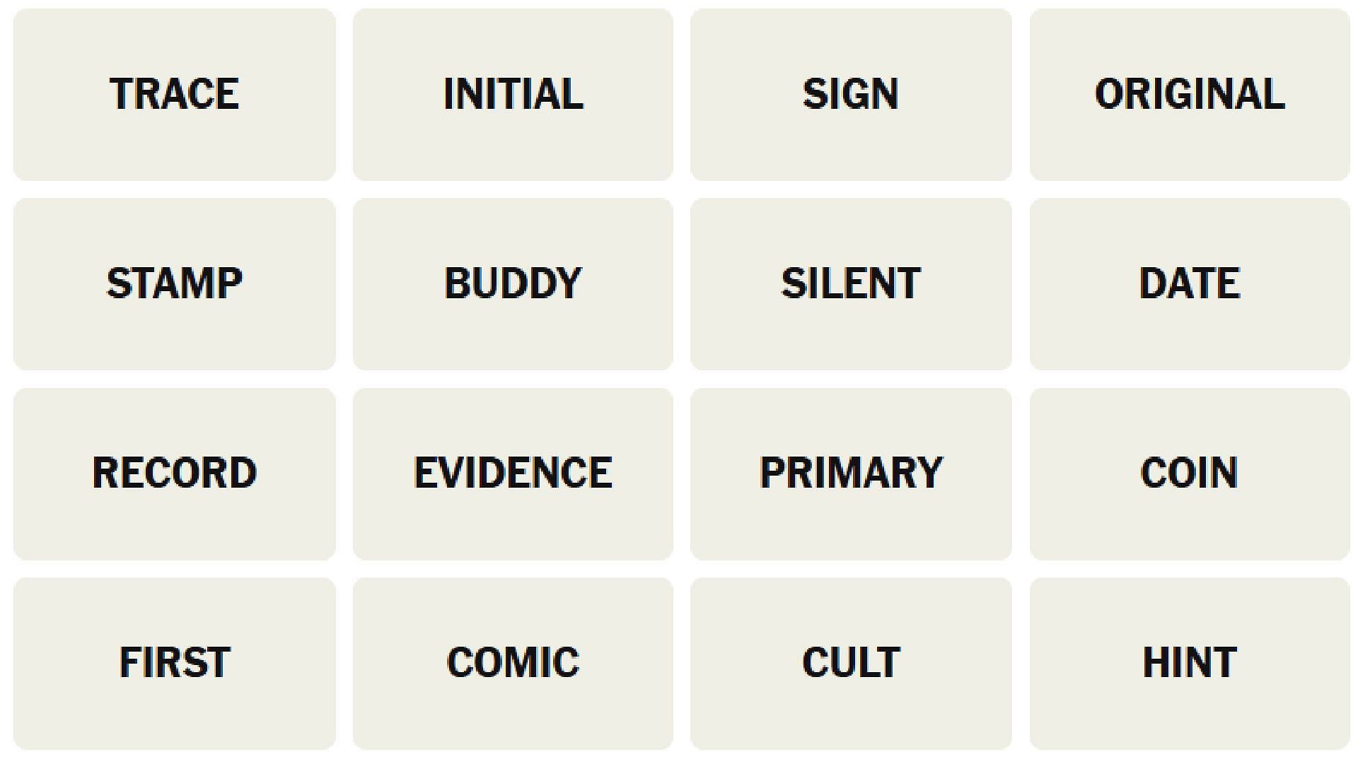 All words for the NYT Connections today (Image via The New York Times)