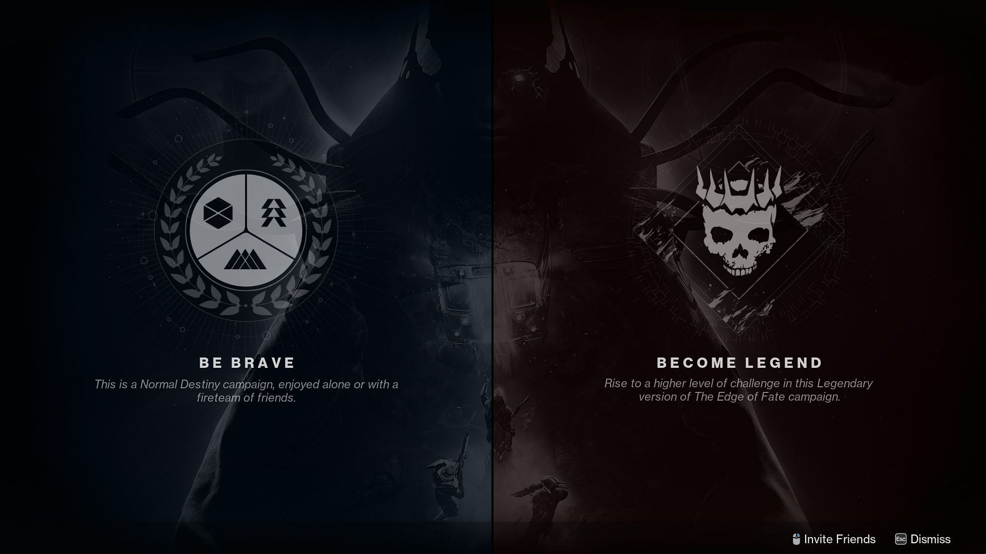 Inside each Destiny 2 campaign, there are two choices (Image via Bungie)