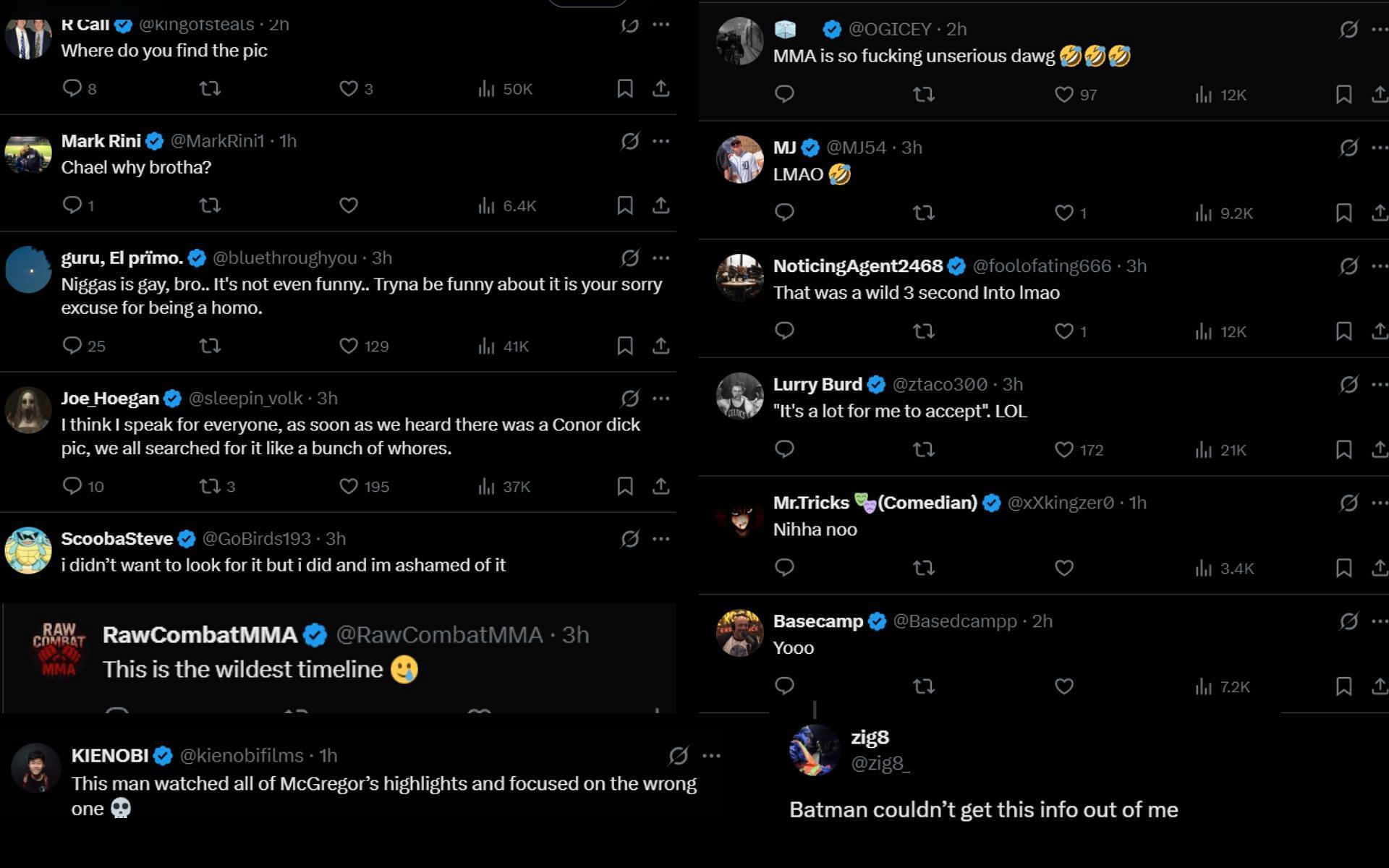 Fans react to Chael Sonnen&#039;s comments about Conor McGregor&#039;s leaked image. [Screenshots courtesy: @HappyPunch on X]