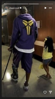 Shaqir O'Neal shares photo of late NBA legend Kobe Byrant and his daughter Gianna on IG story. Image via @shaqironeall
