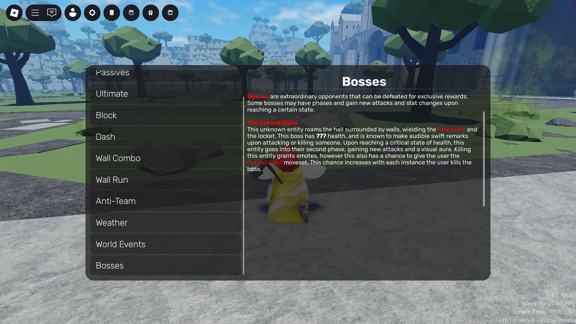 About the Cursed Child boss (Image via Roblox)