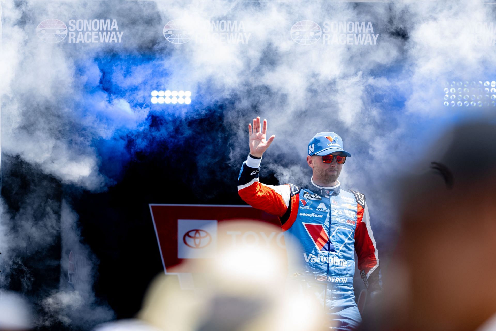 William Byron (#24 Hendrick Motorsports Valvoline Chevrolet) gets introduced before the NASCAR Cup Series Toyota/Save Mart 350 on July 13, 2025, at Sonoma Raceway - Source: Getty