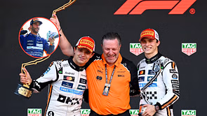 Watch: Lando Norris, Oscar Piastri, and Zak Brown pay homage to Daniel Ricciardo by doing a shoey after winning the F1 British GP