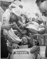 Janet Guthrie after qualifying for the Indianapolis 500 in 1977. Source: Imagn