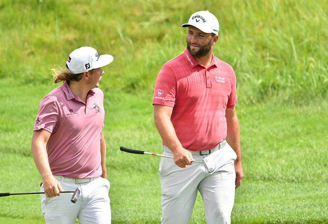 WATCH: Jon Rahm, Cameron Smith, Ian Poulter, and others attempt the tricky putt accuracy challenge ahead of LIV Golf Valderrama