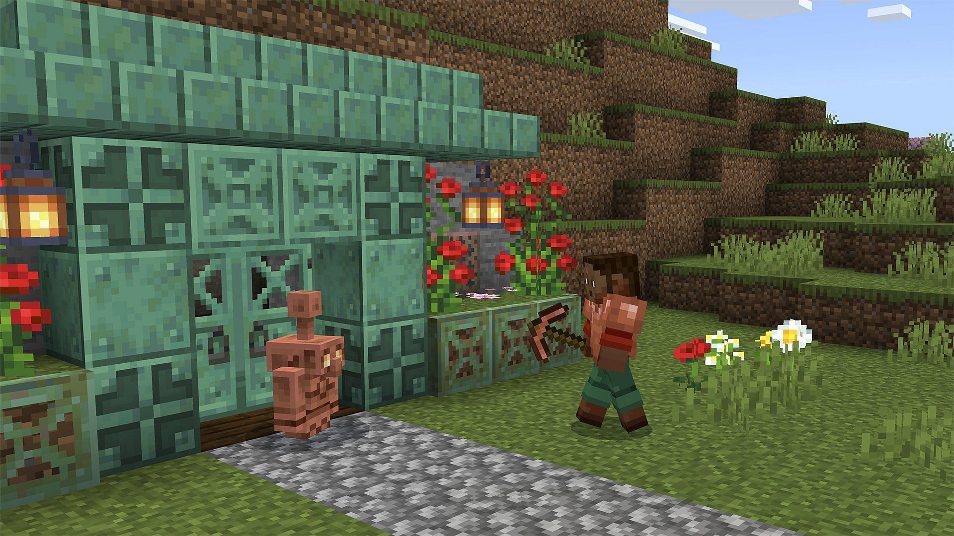 The copper golem is a small mob with a great function (Image via Mojang Studios)