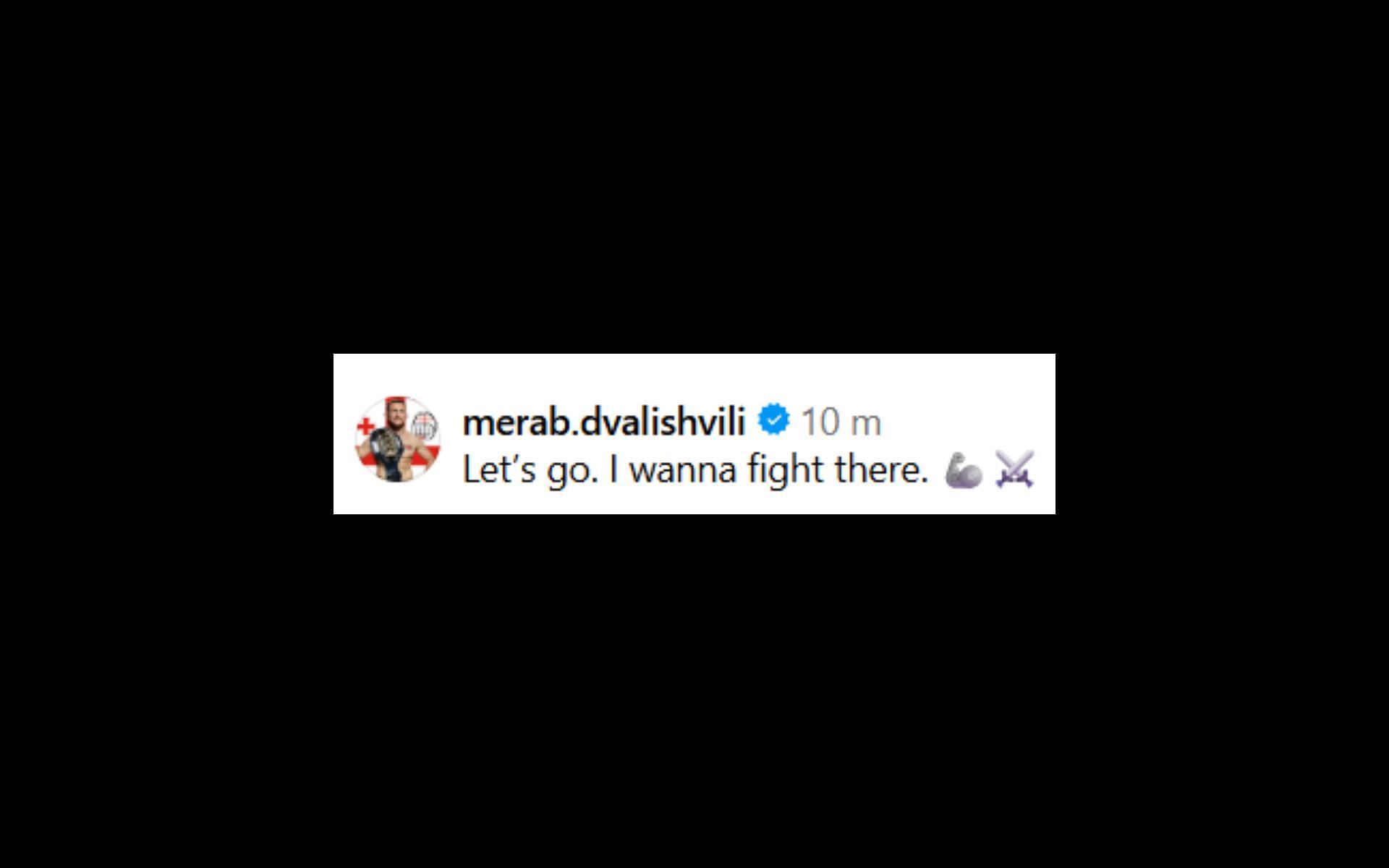 Merab Dvalishvili wants to fight on potential UFC White House card. [Screenshot courtesy: @ufc on Instagram]