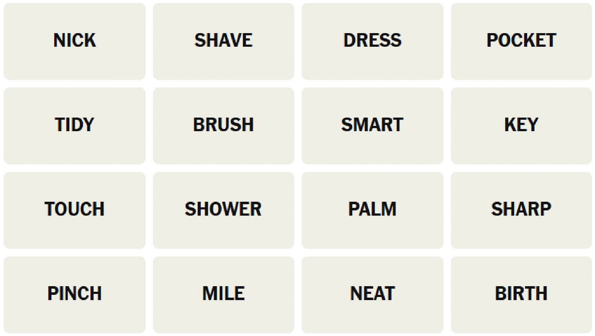 All words for the New York Times Connections puzzle for today (Image via The New York Times)