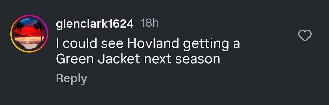 A comment directed at Hovland below the post