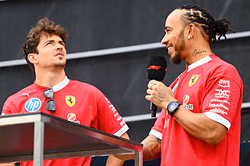 Lewis Hamilton & Charles Leclerc go head-to-head in Ferrari’s latest challenge