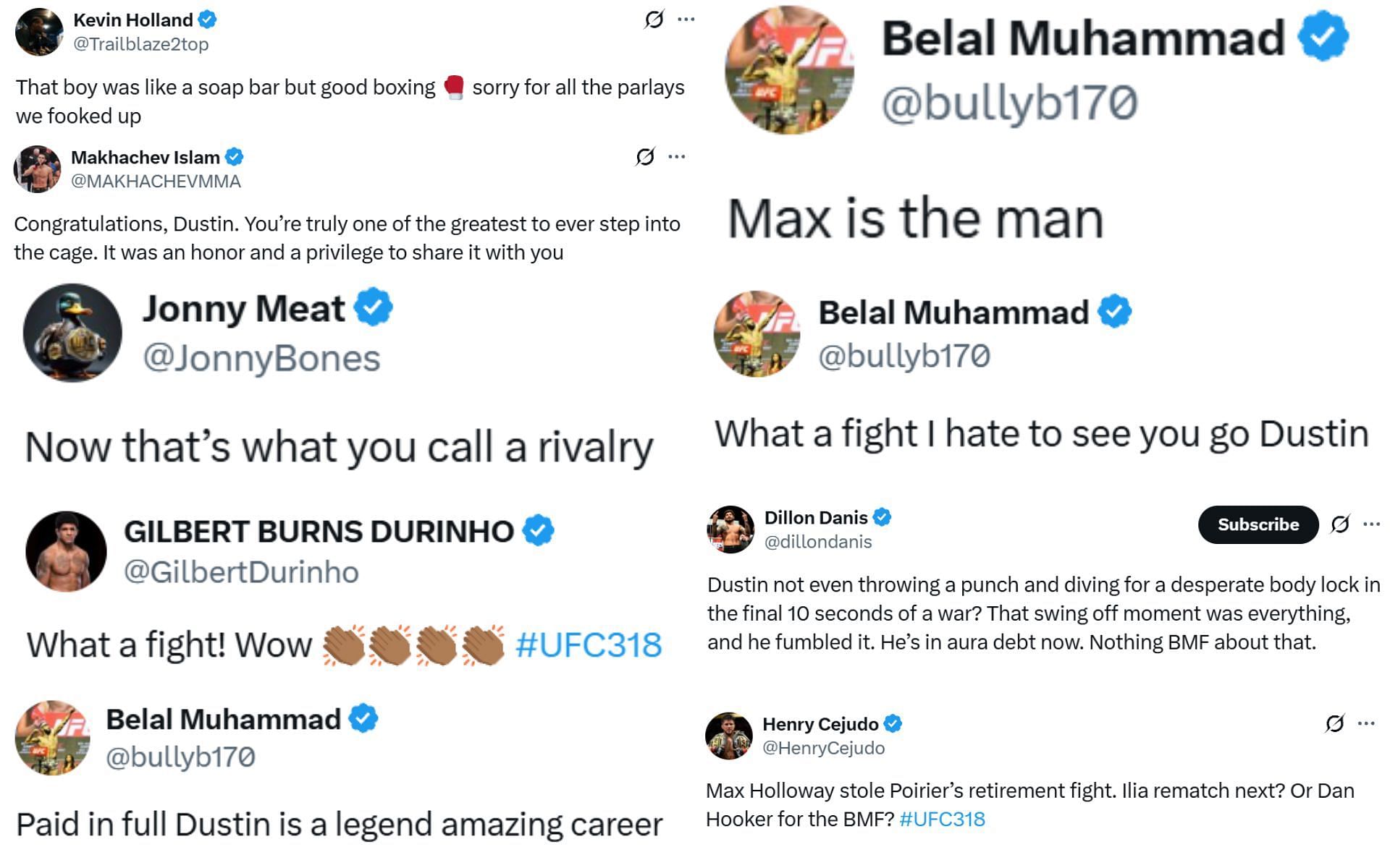 Fighter reactions [Screenshots courtesy: Respective X accounts]