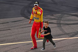 Joey Logano melts hearts on Jimmy Kimmel Live after his childhood recreated picture with son Hudson is displayed live