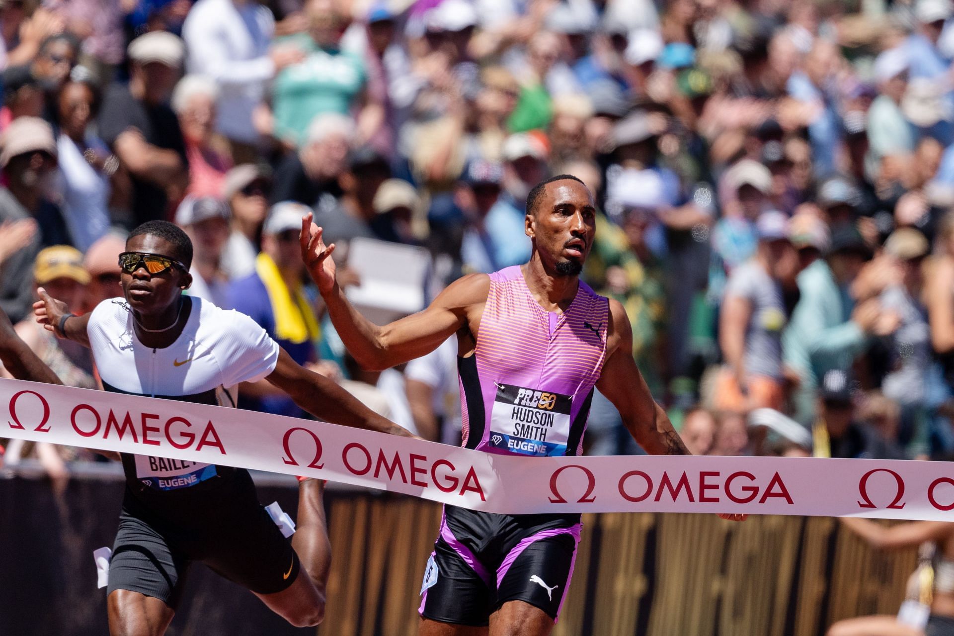 Matthew Hudson-Smith after crossing the finish line at the Prefontaine Classic [Image Source : Getty]