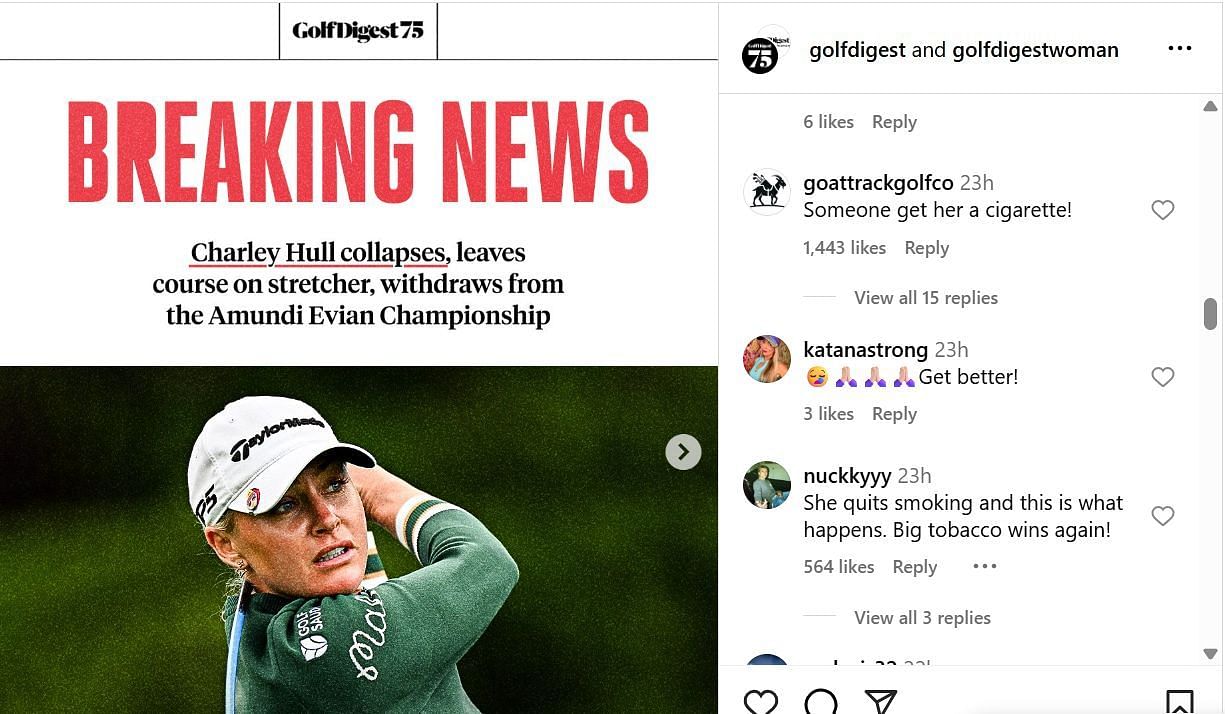 Os fãs comentam sobre o post do Instagram do Golf Digest (empréstimo de imagem: @GolfDigest)