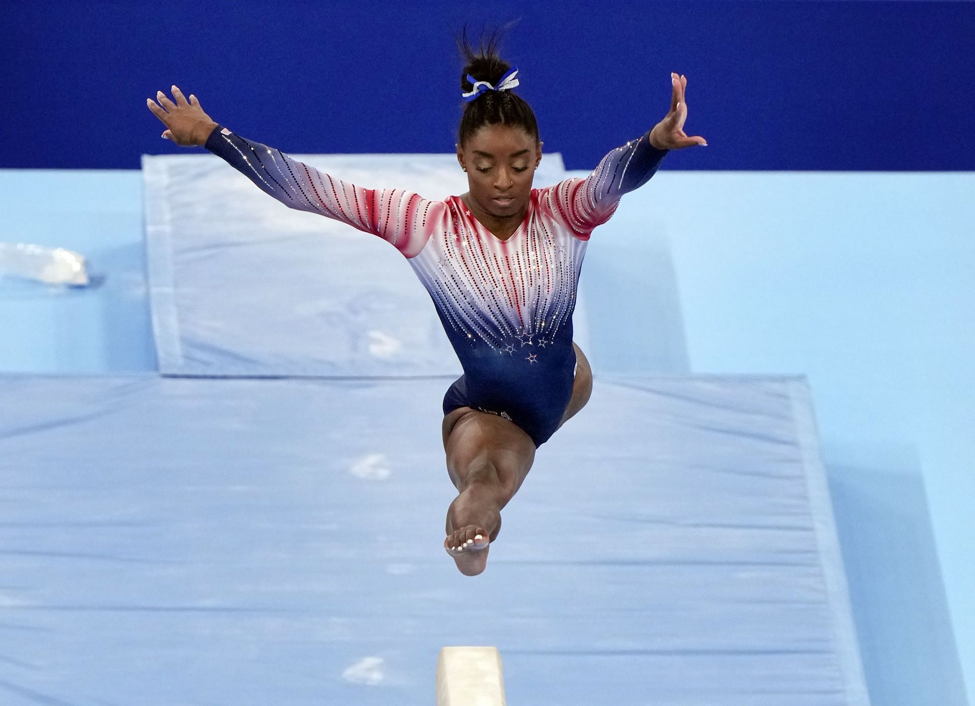 Simone Biles at the Tokyo 2020 Olympic Games Women&#039;s Gymnastics Balance Beam Final - Source: Getty