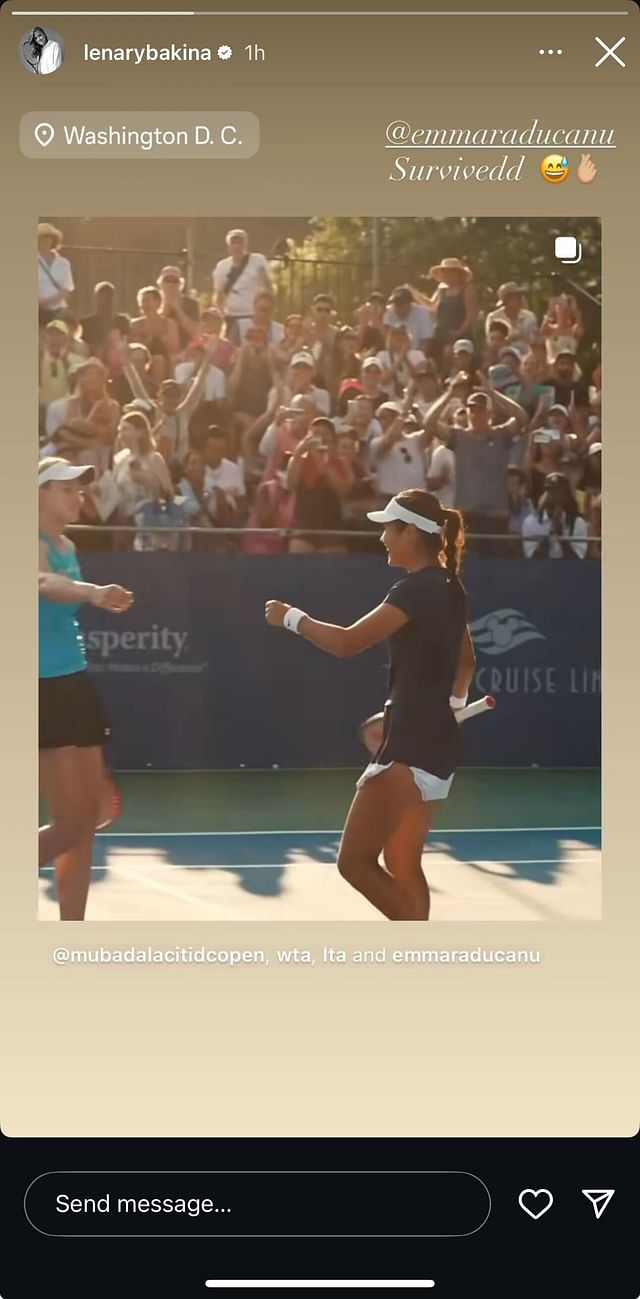 Rybakina's Instagram story