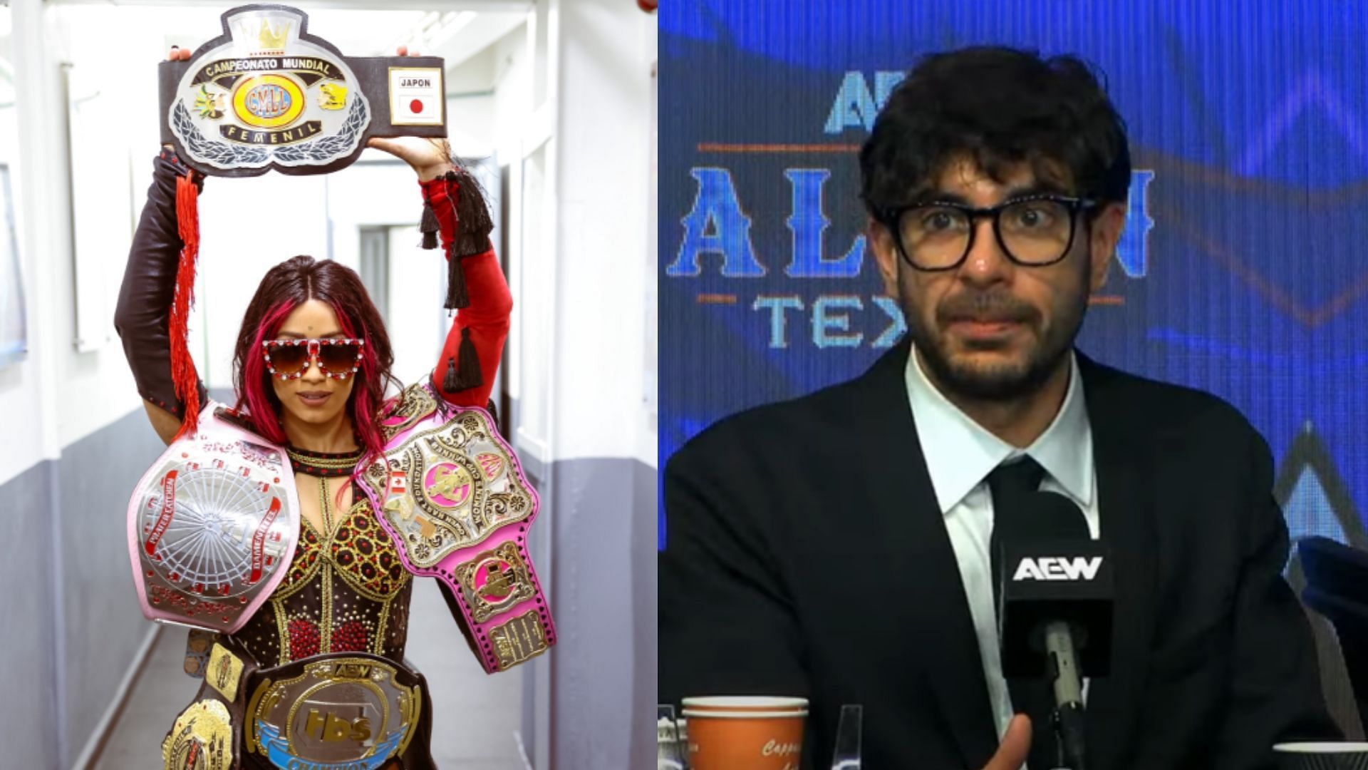 AEW TBS Champion Mercedes Mone (left) / AEW CEO Tony Khan (right) [Image Credits: Mone