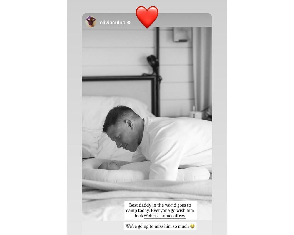 Olivia Culpo gets emotional as Christian McCaffrey leaves for 49ers training camp 7 days after daughter&#039;s birth [IG/@christianmccaffrey]