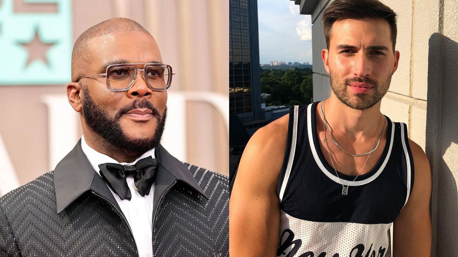 Tyler Perry and Derek Dixon (Image via Getty and Instagram/@derek__dixon)
