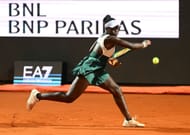 Victoria Mboko playing at the Internazionali BNL D'Italia 2025 - Day Five - (Source: Getty)