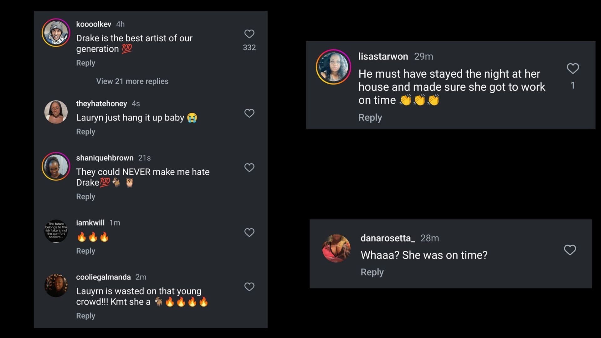 Online responses (Images via Instagram/theshaderoom)