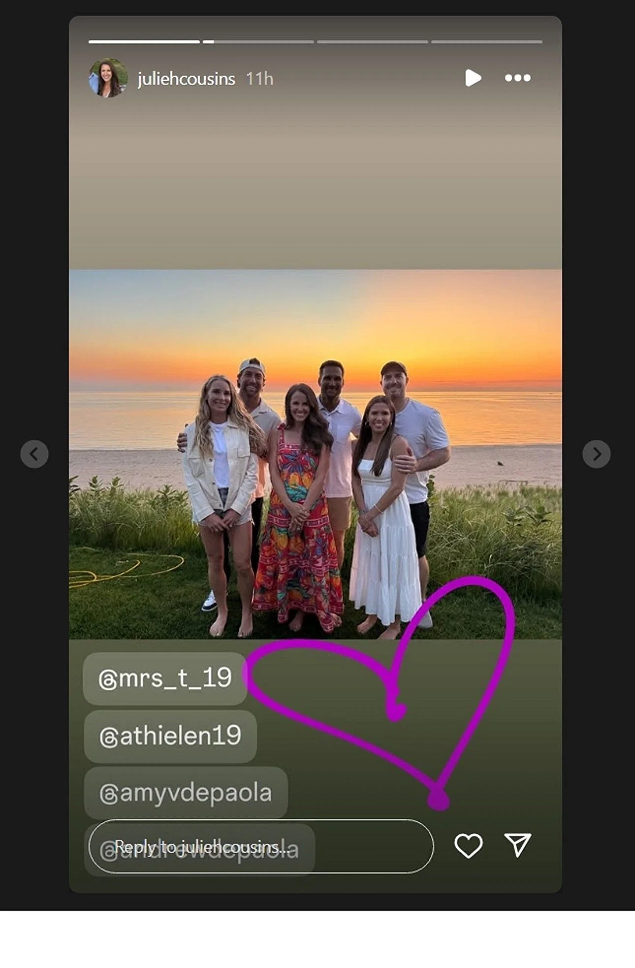 Kirk Cousins enjoys romantic sunset with wife Julie and Adam Thielen&#039;s family ahead of Falcons training camp [PHOTO]/@juliehcousins