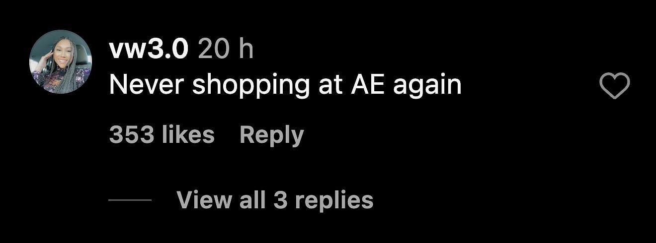 An Instagram user&#039;s comment on the campaign (Image via Instagram/@americaneagle)