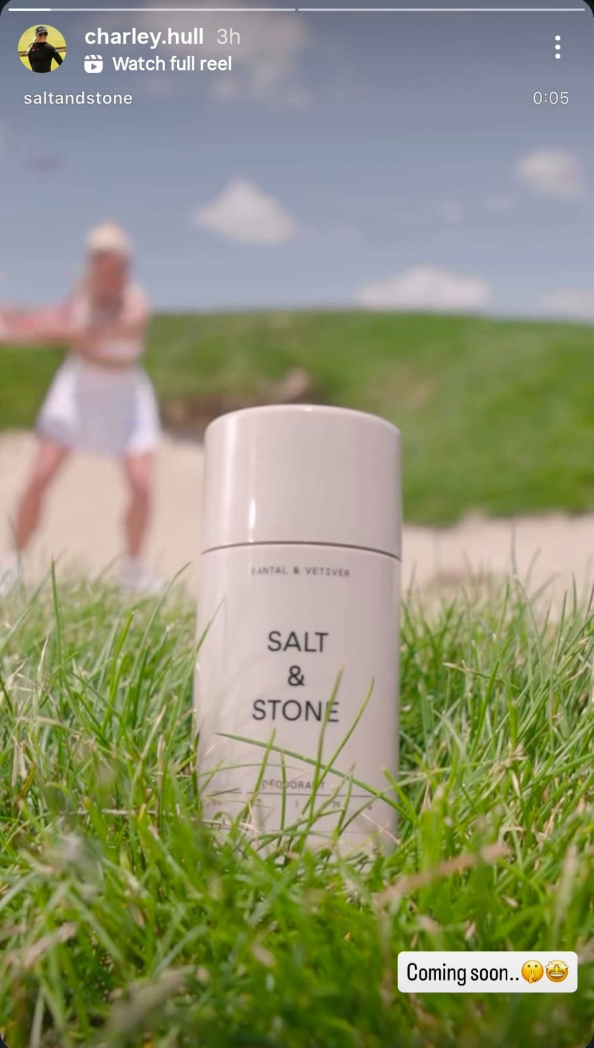 Charley Hull teased her upcoming partnership with Salt &amp; Stone (via charley.hull)