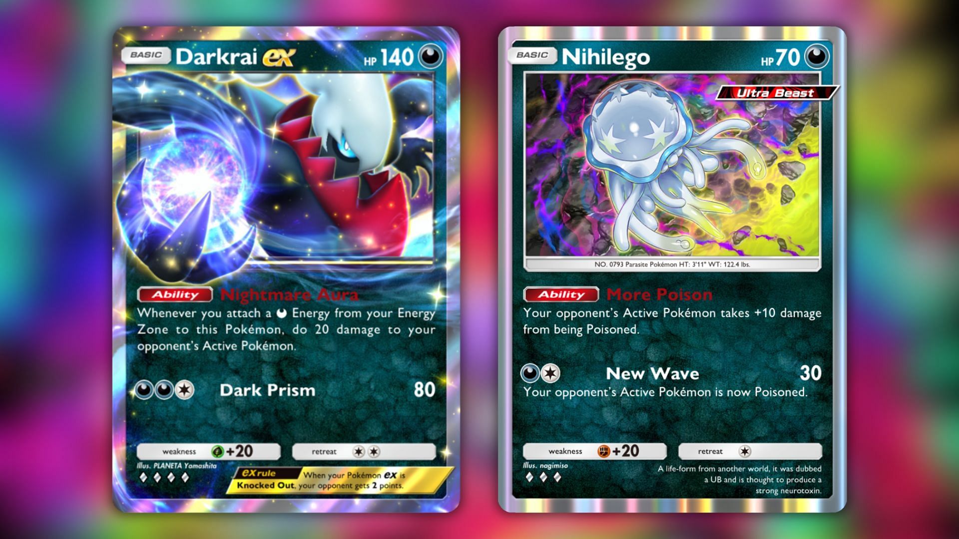 Darkrai ex and Nihilego (Image via The Pokemon Company)