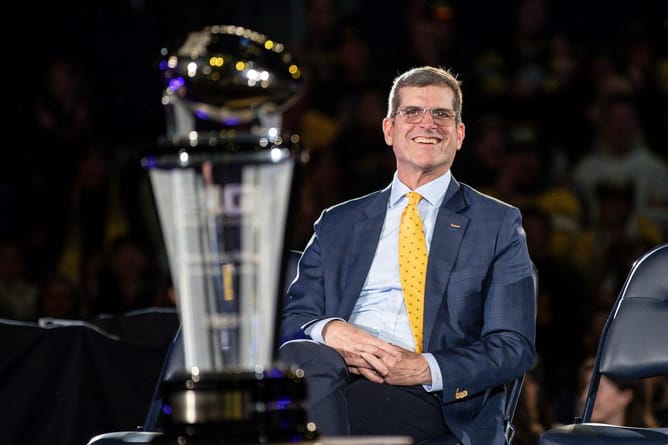 Paul Finebaum claims Jim Harbaugh's Michigan championship is tainted 'until the end of time' amid multiple off-field allegations
