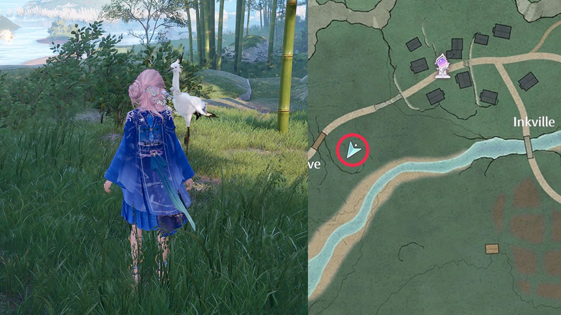 Location of the Fan Egret in Danqing Island (Image via Sportskeeda Gaming/Infold Games)
