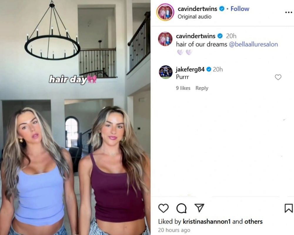 Jake Ferguson&#039;s sends 1-word message as fiancee Haley Cavinder shows off hair transformation with twin Hanna [IG/@cavindertwins]
