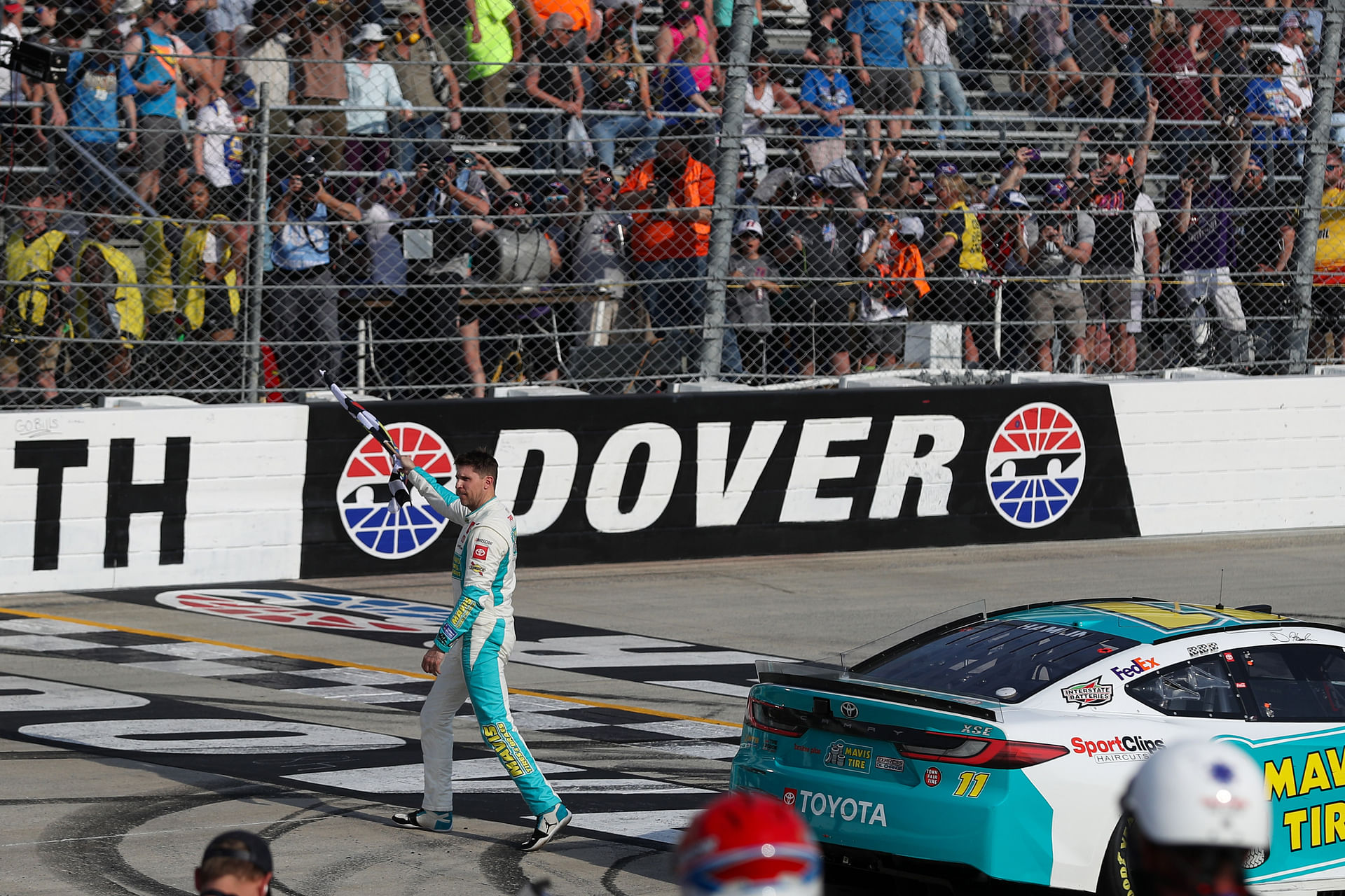 NASCAR Cup Series driver Denny Hamlin after winning the Wurth 400 at Dover. Source: Imagn