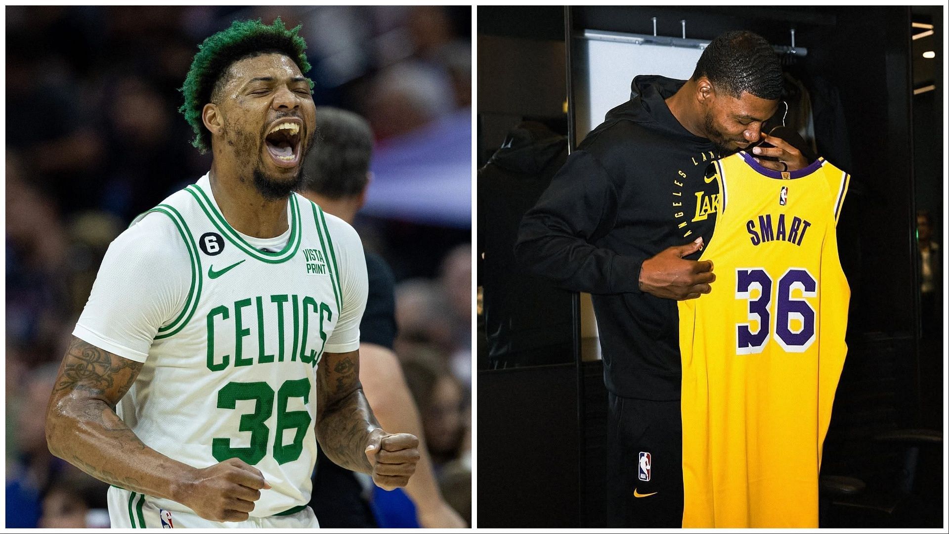 Marcus Smart anticipates the worst on returning to Boston as a Laker. (Photos: IMAGN and @lakers on IG)