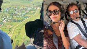 Alex Ovechkin’s wife Nastasiya takes a helicopter ride in Minger, Tatarstan in the offseason