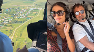 Alex Ovechkin’s wife Nastasiya takes a helicopter ride in Minger, Tatarstan in the offseason
