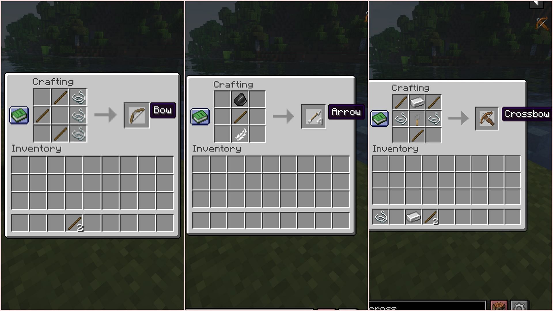 Most archery-related items are already craftable using a crafting table (Image via Sportskeeda Gaming || Mojang Studios)