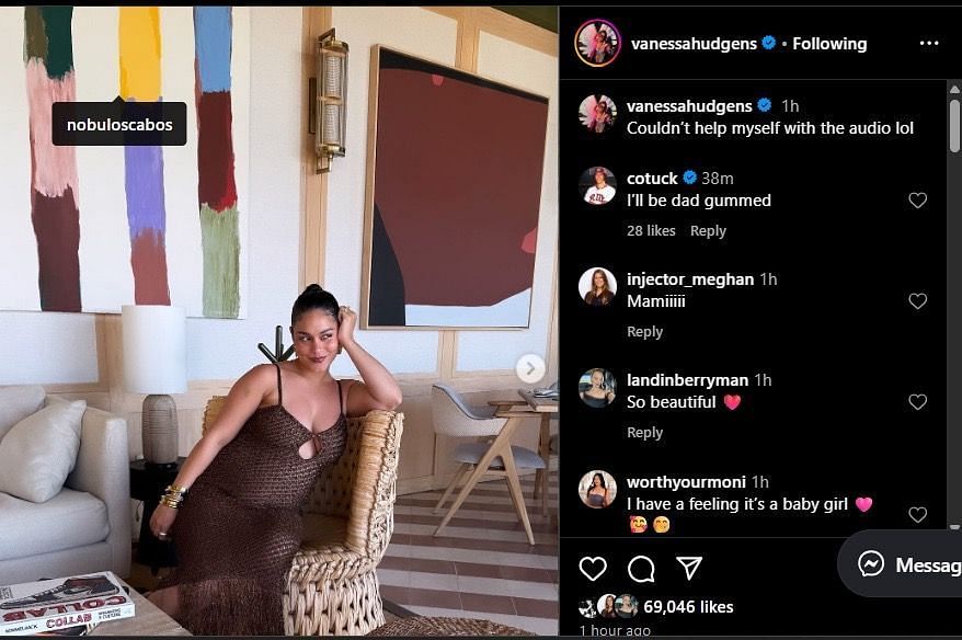 Cole Tucker commented on his wife&#039;s post, Vanessa.(via Instagram)