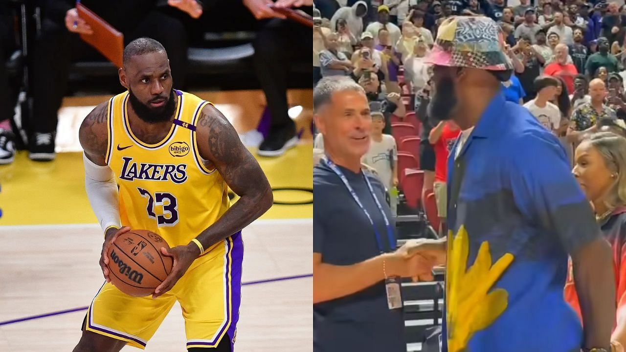 Lakers fans get cryptic as LeBron James and wife Savannah James share moment with Rob Pelinka amid rift rumors (Image Source: IMAGN, NBA.com)