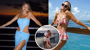 Mason Taylor's GF Sage Warner poses in swimsuit with sharks during couple's getaway to Exuma Islands