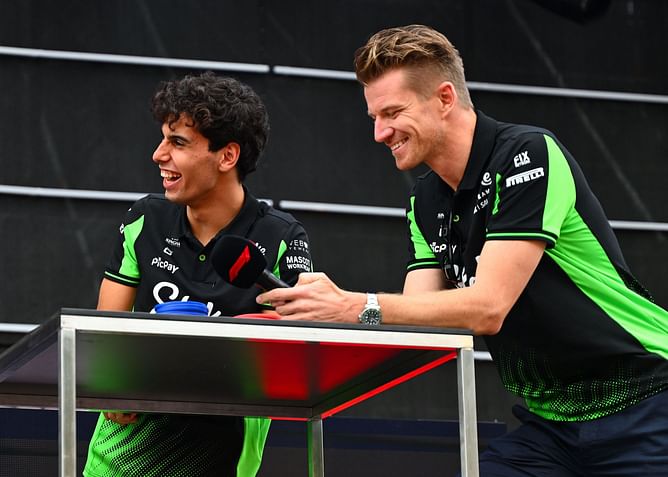 Watch: Nico Hulkenberg and Gabriel Bortoleto share an emotional moment as Sauber celebrates the German's first F1 podium