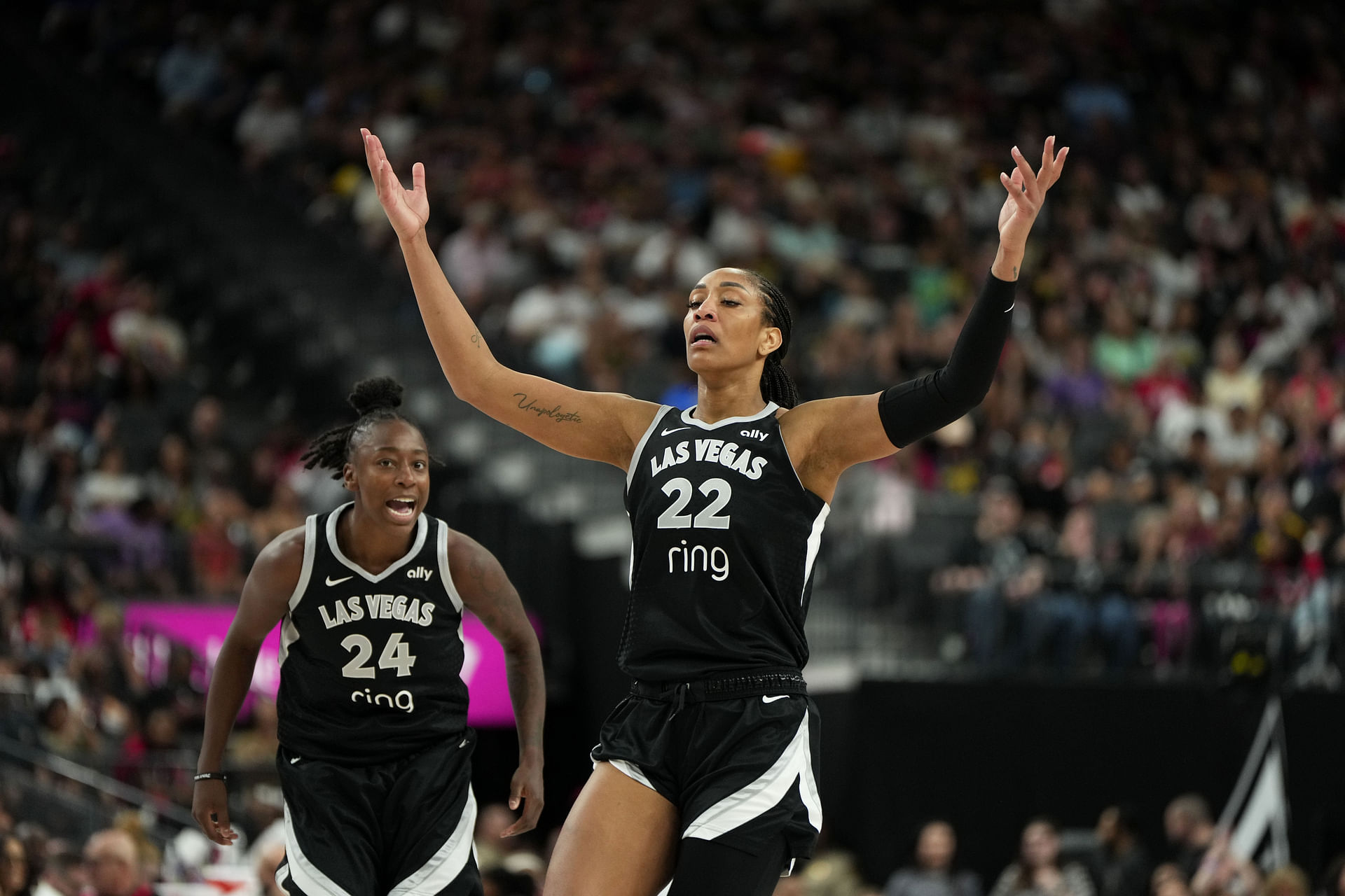 Jun 22, 2025; Las Vegas, Nevada, USA; Las Vegas Aces center A