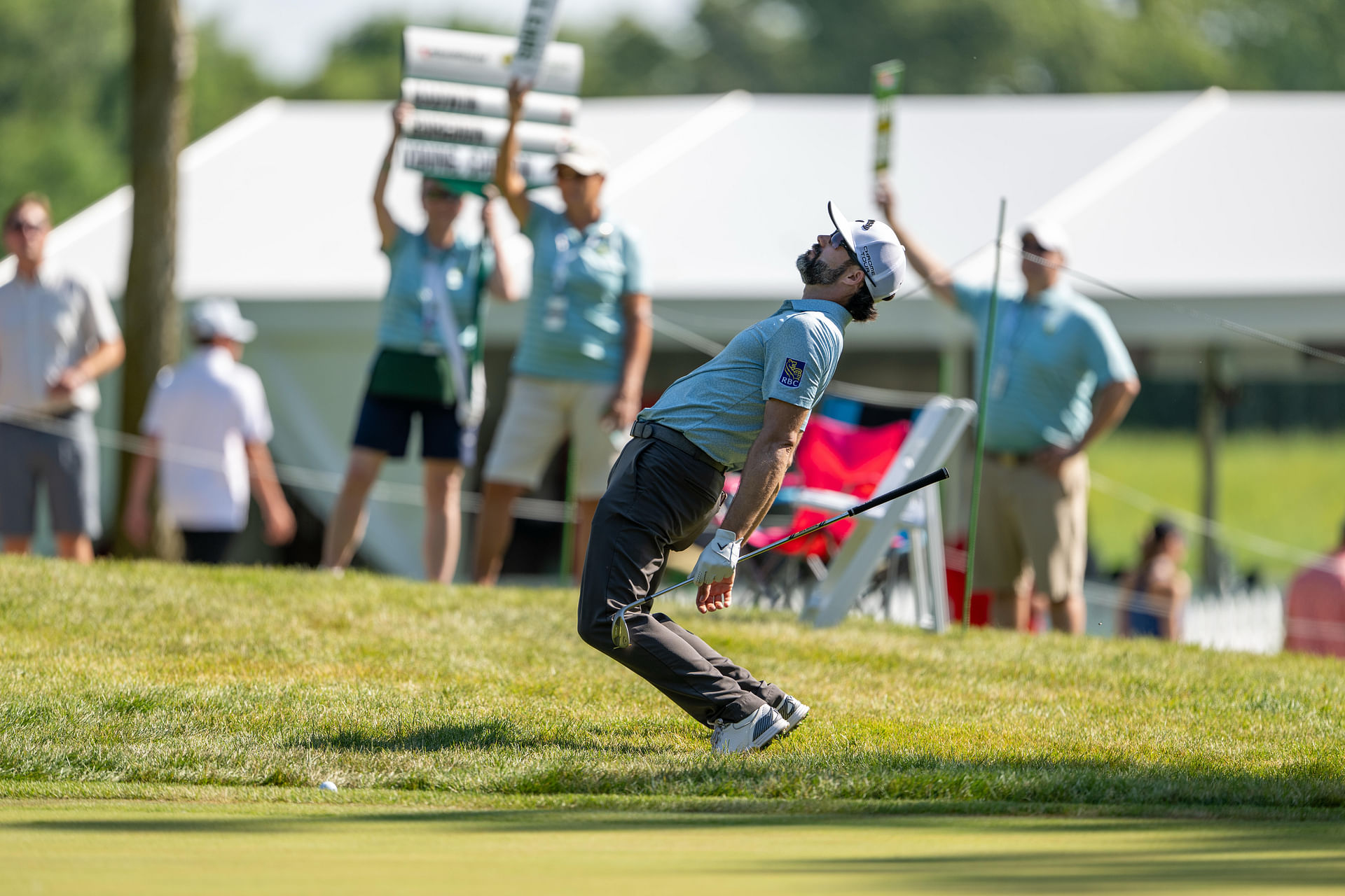 Adam Hadwin reacts during the John Deere Classic, Round 2 (Image Source: Imagn)